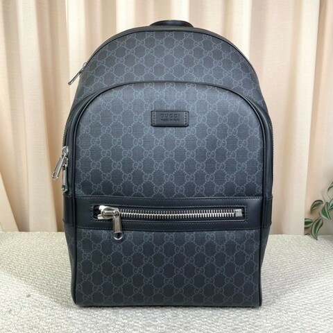 GUCCI Supreme帆布 灰色拼黑色 后背包