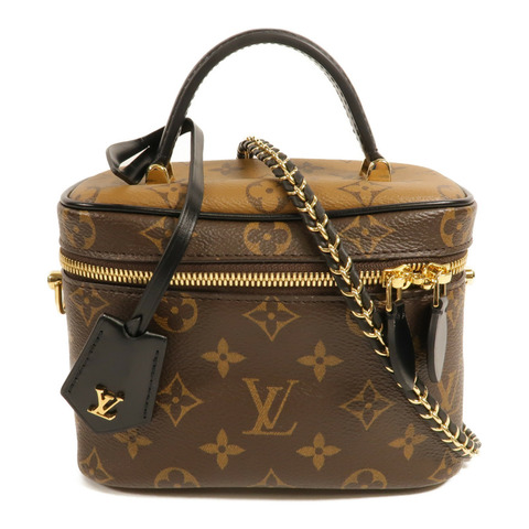 LOUIS VUITTON Monogram Reverse Vanity PM金扣手挽肩背兩用袋棕色