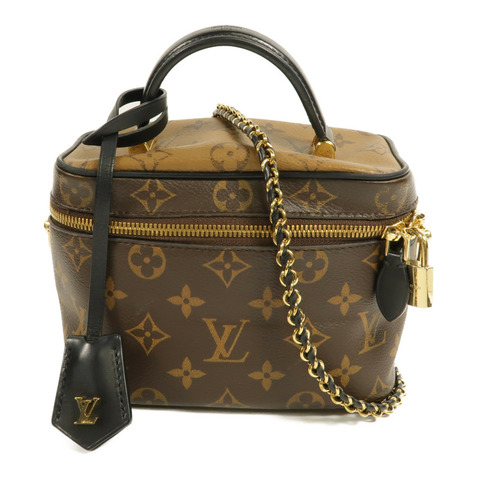 LOUIS VUITTON Monogram Reverse Vanity PM金扣手挽肩背兩用袋棕色