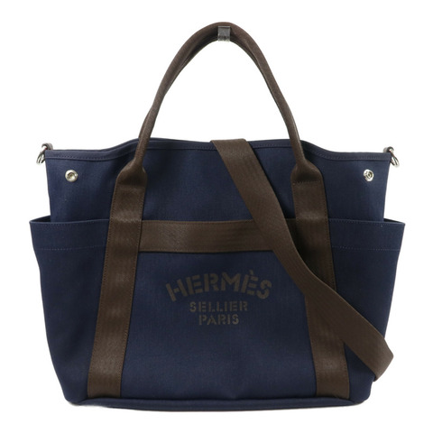 HERMES 帆布Grooming Bag手挽肩背兩用袋