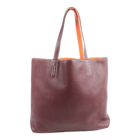 HERMES Clemence皮革Double Sens 35肩背袋Prunoir/Feu