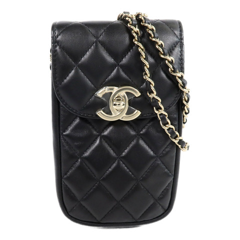 CHANEL 羊皮皮革Phone Bag鏈帶肩背袋