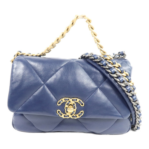 CHANEL 羊皮皮革Chanel 19 Small鏈帶手挽肩背兩用袋