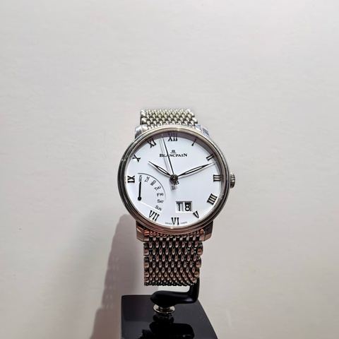 Blancpain Villeret 6668-1127 自動機械 雙層表圈白面 雙窗大日曆 逆跳星期 米蘭鋼帶