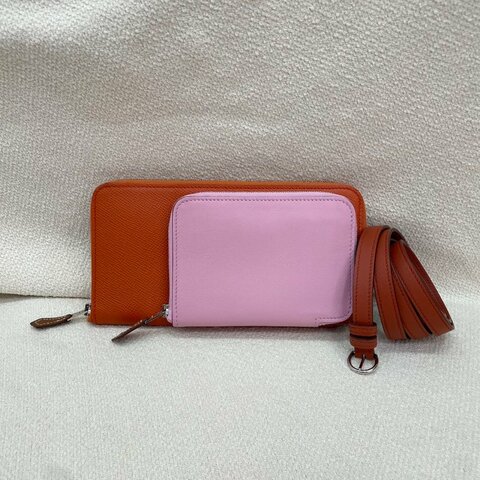 愛馬仕 Hermès Nouveau To Go 拼色銀包斜挎包 Swift拼Epsom皮 銀扣 閒置新 B刻