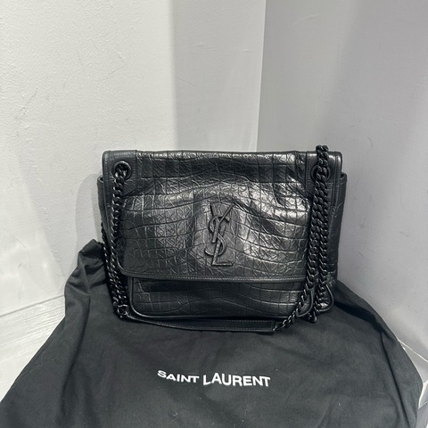 Saint Laurent YSL Niki 中號 So Black 鱷魚壓紋｜Classic Trend CT精品｜台北東區實體