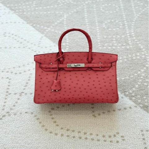 Hermès Birkin30 Bougainvillea Ostrich Leather xPHW