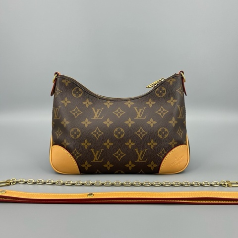 LV 路易威登 97新 經典老花黃牛角鏈條單肩斜挎包 晶片款