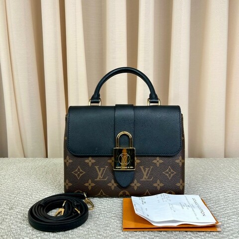Louis Vuitton Locky BB黑色鎖頭包 晶片款 經典老花拼黑色