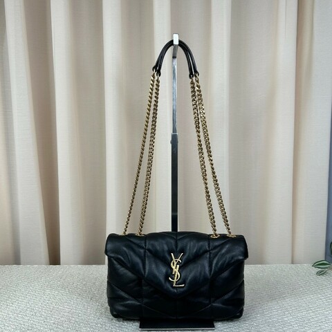 YSL 黑色雲朵鏈條包 YSL標誌 金色五金 鏈條肩帶
