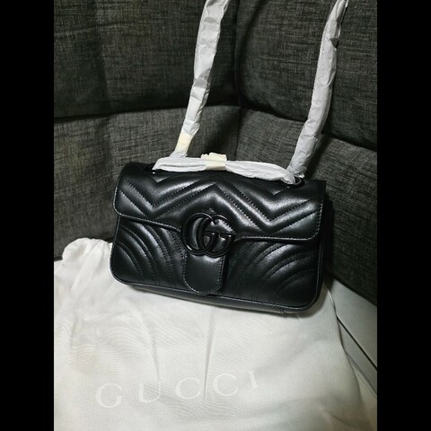 [全新] Gucci 古馳 marmont so black 鏈帶包 22cm 未拆封