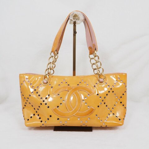 Chanel Vintage Perforated Patent Leather Tote Bag 香奈兒復古漆皮鏤空托特包