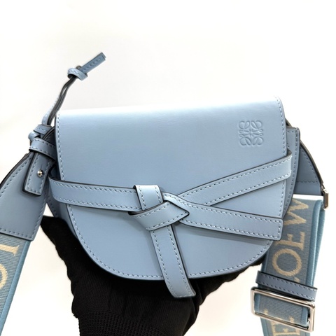 LOEWE 天空藍GATE DUAL MINI帆布背帶斜背包