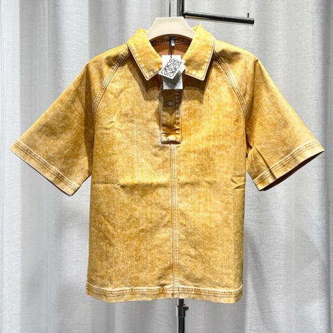【全新原吊牌】Loewe 羅意威 短袖 Polo衫 46碼 皮牌半紐扣 蜜瓜色