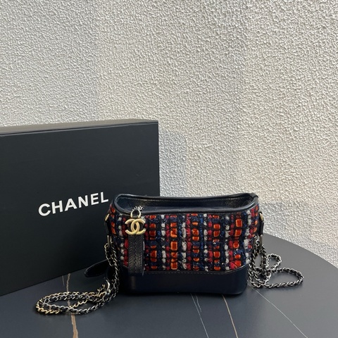 Chanel流浪包拼色毛呢限定款小號斜挎包