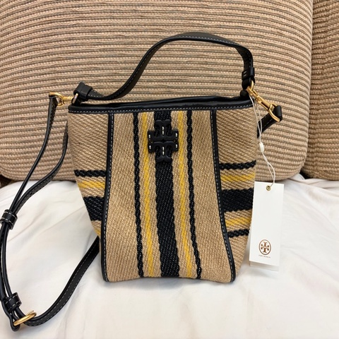 Tory Burch 水桶包 亞麻條紋