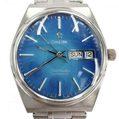 歐米茄海馬系列 Cal. 1022 日期星期自動腕錶，男士款，藍色錶盤，OMEGA 166.021 機芯，不鏽鋼錶殼，銀/藍色