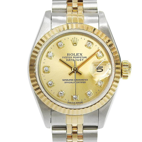 勞力士 Datejust 雙色腕錶 69173G L 字頭，10 顆鑽石鑲嵌，香檳金錶盤，18K 黃金/不鏽鋼錶殼，2026 年 4 月