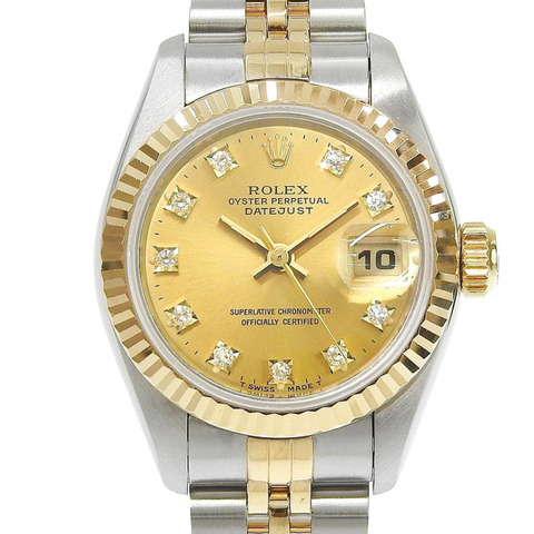 勞力士 Datejust 雙色腕錶 69173G，S 字頭，10 鑽鑲嵌，香檳金錶盤，2026 年 5 月