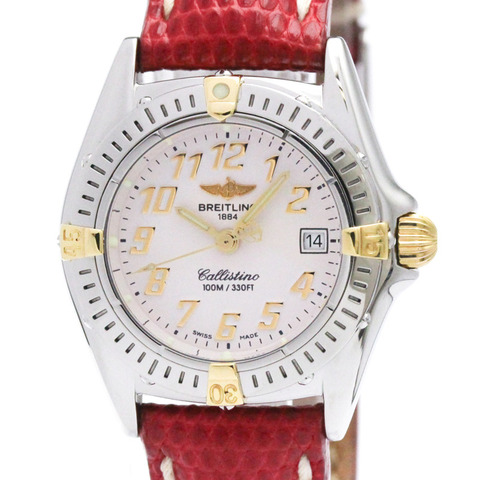 百年靈 Callistino 18K 金鋼石英女錶 B52345 拋光
