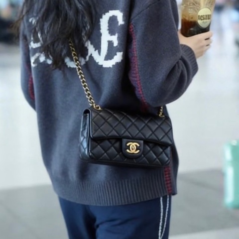 💎Chanel香奈兒｜24K黑金羊皮金球cf大mini 硬底｜98新芯片款