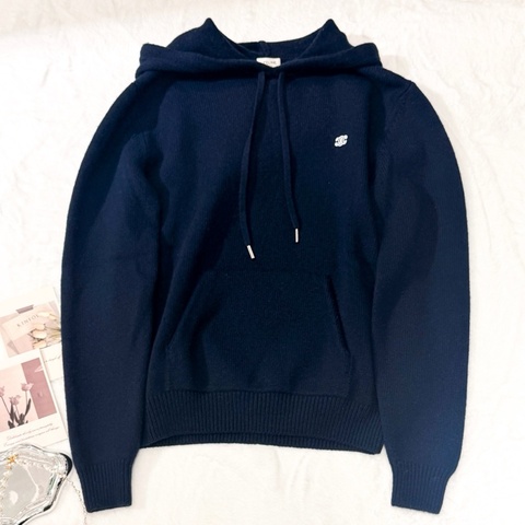 Celine Knit Hoodie 藏青色刺繡針織衛衣