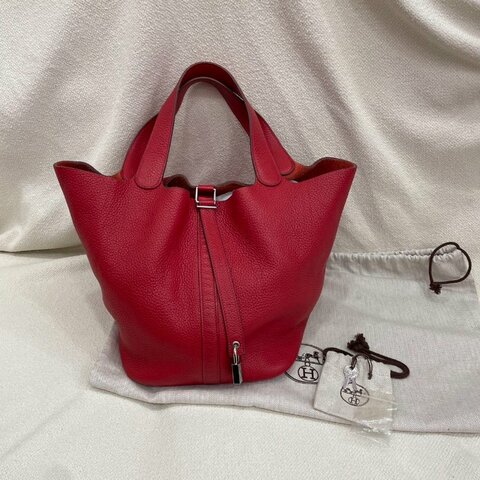 愛馬仕 Hermès Picotin 26 菜籃子 Q5國旗紅 TC皮 銀扣 框Q