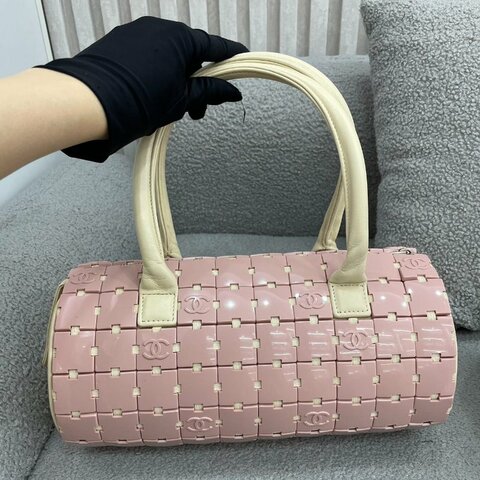 香奈兒 Chanel 亞克力積木圓桶手提包 粉色