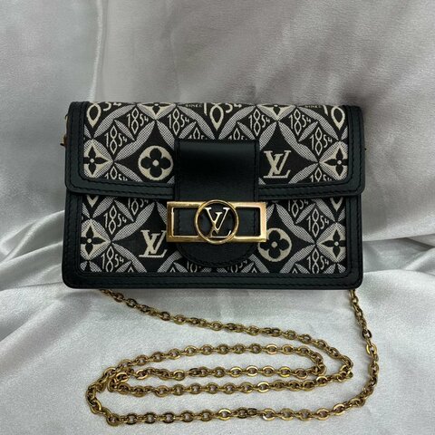 路易威登 Louis Vuitton 1854 達芙妮 Daphne WOC 黑白帆布印花 牛皮拼接 金扣