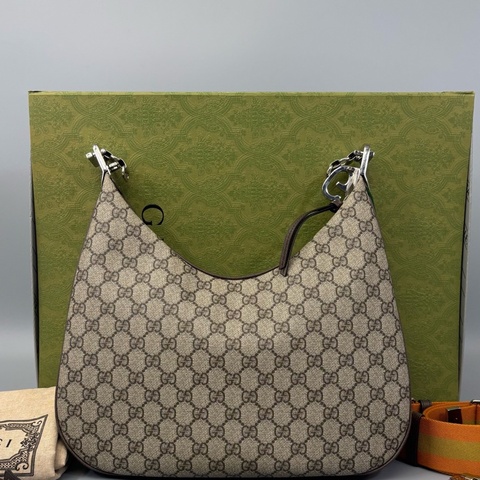 Gucci 古馳 99新 新款Attache老花牛角包 黑標039 尺寸34*29