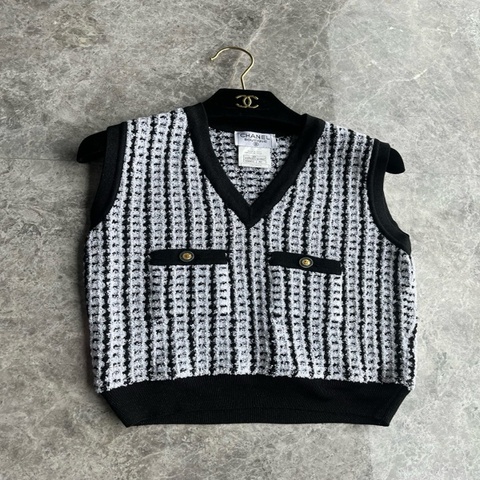 Chanel 97p黑白针织背心fr40