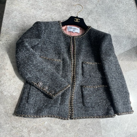 Chanel 19B灰色马毛外套fr34~~