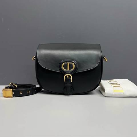 Dior迪奧 黑色全皮中號Bobby馬鞍包