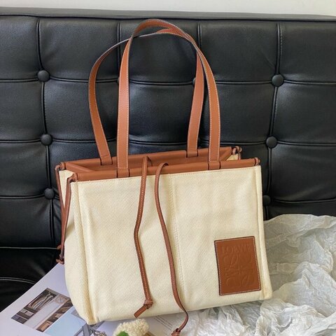 羅意威/Loewe  cushion tote帆布托特包手提包單肩包 焦糖色