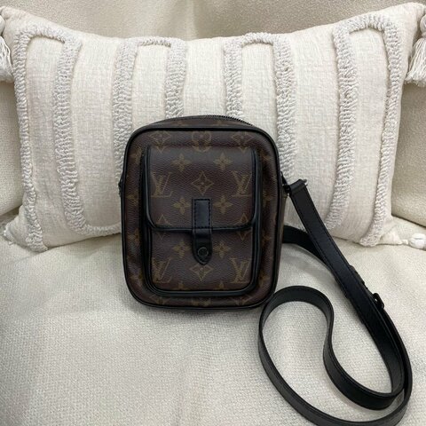 路易威登 Louis Vuitton Christopher 斜挎相機包 老花皮革 芯片