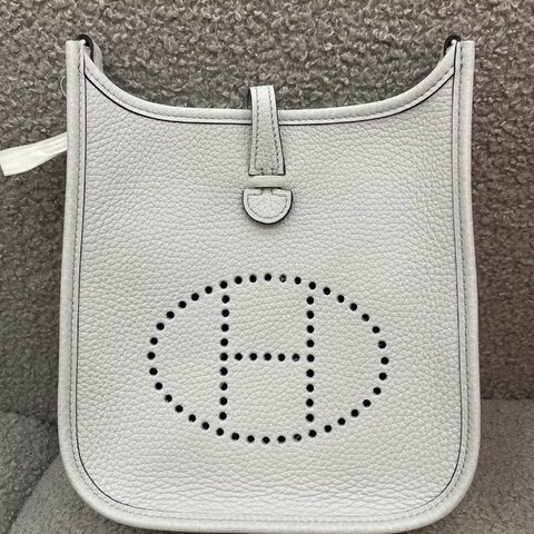 愛馬仕 Hermès Mini Evelyne 聖杯藍 TC皮 銀扣 全新 U刻
