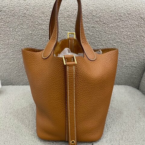 愛馬仕 Hermès Picotin 18 菜籃子 金棕色 TC皮 金扣 U刻