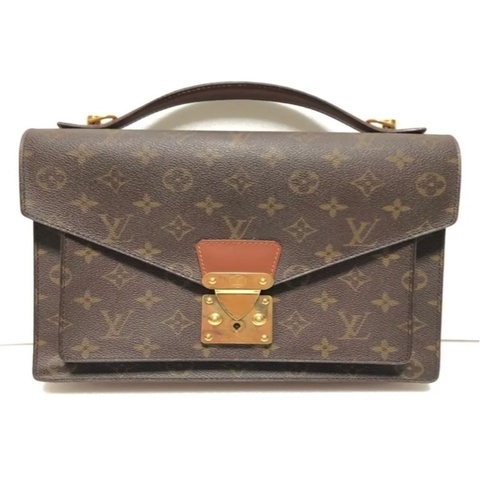 💜正LV古董款Louis Vuitton💜 Monogram Monceau 經典老花手提包
