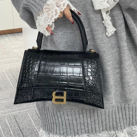 Balenciaga 巴黎世家鰐魚壓紋黑金沙漏S號
