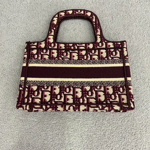 迪奧 Dior Mini Tote 托特包 酒紅老花