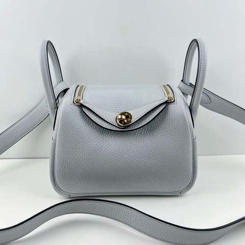 Hermes 愛馬仕 mini lindy tc皮 08聖杯藍金扣 手提包單肩包