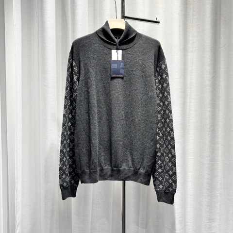 Louis Vuitton LV sweater毛衣針織衫 三花高領 綿羊毛山羊絨 炭灰色