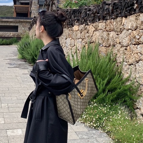 Gucci/古驰 黑色老花padlock小三包大号 容量超大通勤休闲神器 026标 成色不错