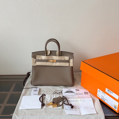 Hermes Birkin 25 大象灰金扣