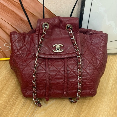 Chanel 酒紅色雙肩後背包