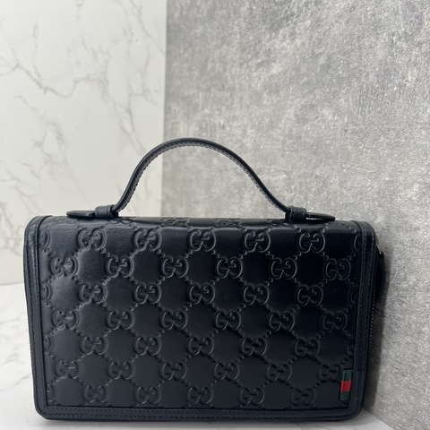 香緹國際精品 GUCCI 紅綠織帶 牛皮 雙拉鍊 手拿包 1250