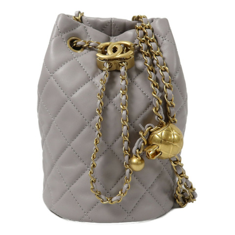 CHANEL 羊皮皮革Pearl Crush Bucket Bag鏈帶肩背袋