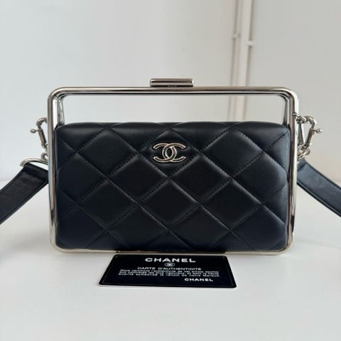 Chanel 手提斜背 黑銀盒子包