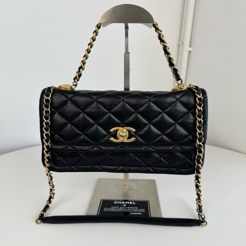 chanel 黑金cf 豆腐堡鏈條包