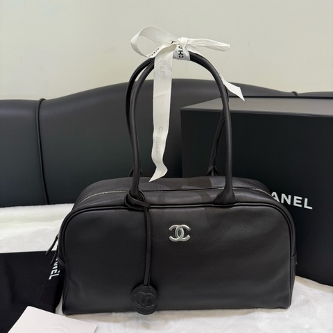 Chanel 香奈兒 26s黑銀保齡球大號肩背包